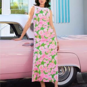 💚🩷 Lily Pulitzer- SADIE Maxi Romper - Pink and Green